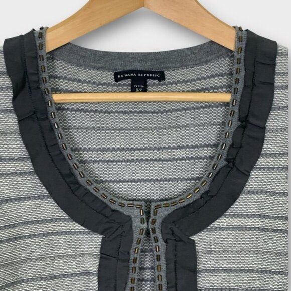 Banana Republic Gray Ruffle Cotton Wool Cardigan - Picture 3 of 8